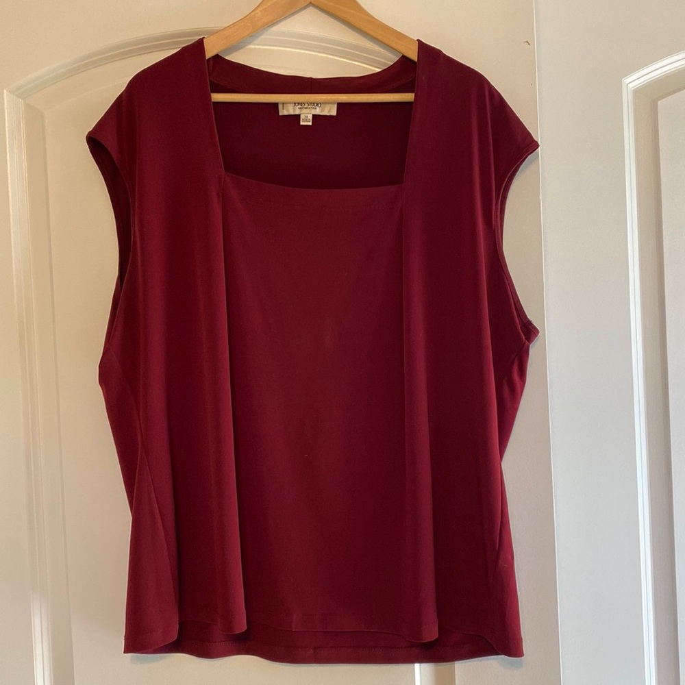 NWOT deep red square neck top